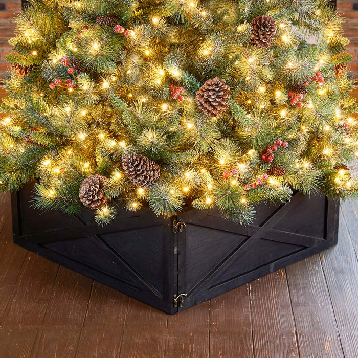 22"L Washed Black Wooden Christmas Tree Collar