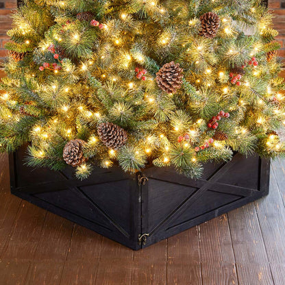 22"L Washed Black Wooden Christmas Tree Collar