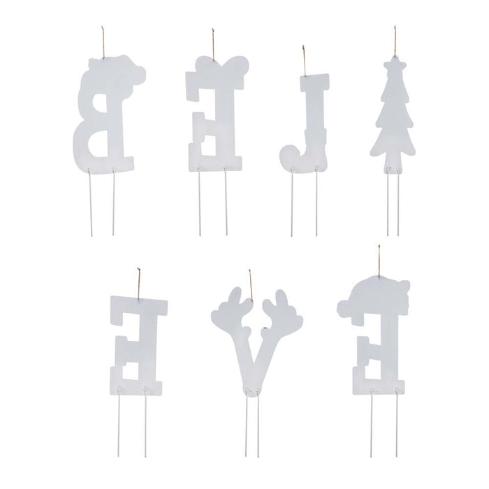 23"H Set of 7 "BELIEVE" Yard Stake or Wall Décor (2 Functions)