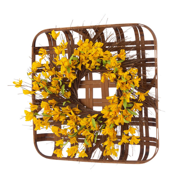 24"D Artificial Winter Jasmine Wreath with 24"L Bamboo Basket