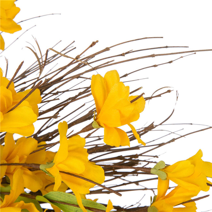24"D Artificial Winter Jasmine Wreath with 24"L Bamboo Basket