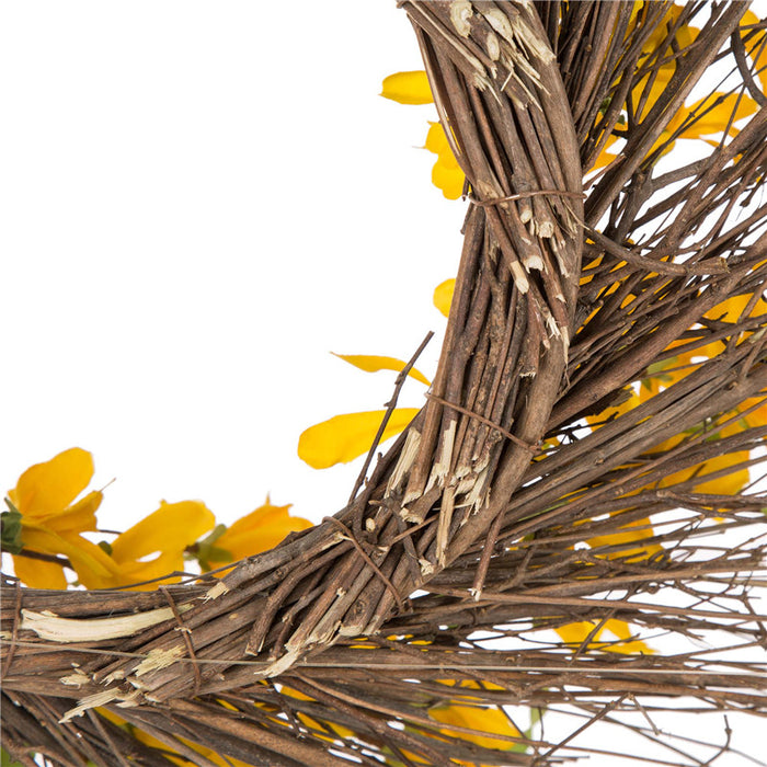 24"D Artificial Winter Jasmine Wreath with 24"L Bamboo Basket