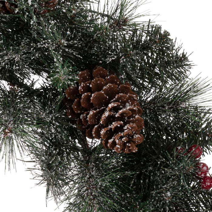 24"D Pre-Lit Glittered Pine Cone Christmas Wreath with Warm White LED Light