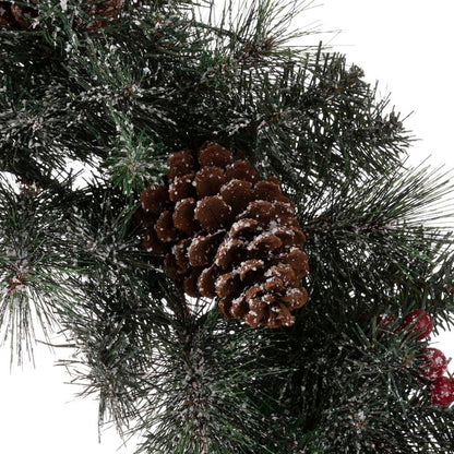 24"D Pre-Lit Glittered Pine Cone Christmas Wreath with Warm White LED Light