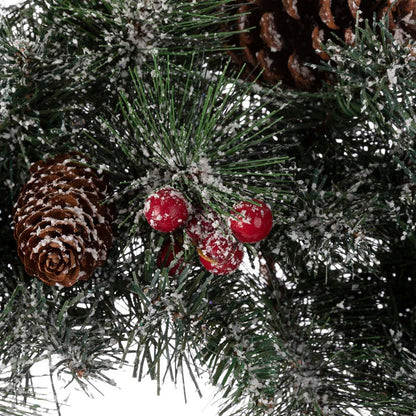 24"D Pre-Lit Glittered Pine Cone Christmas Wreath with Warm White LED Light