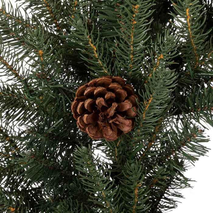 24"D Pre-Lit Greenery Pine Cone Christmas Wreath with Warm White LED Light