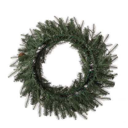 24"D Pre-Lit Greenery Pine Cone Christmas Wreath with Warm White LED Light