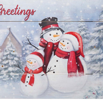 24"L Christmas Lighted Wooden Snowman Wall Hanging Decor