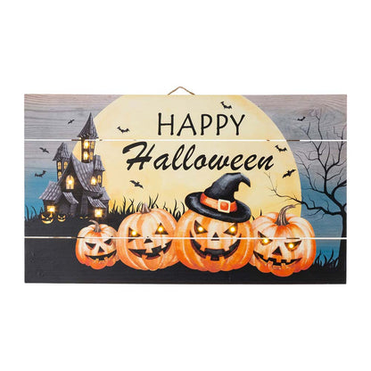 24"L Halloween Wooden Wall Décor with LED Lights