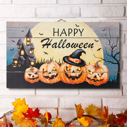 24"L Halloween Wooden Wall Décor with LED Lights