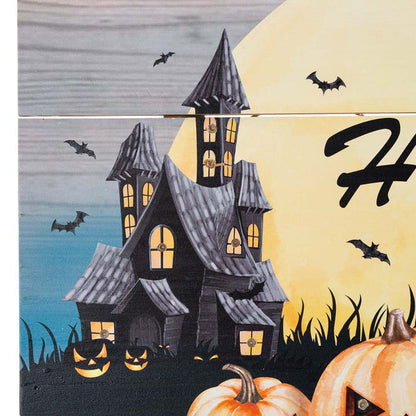 24"L Halloween Wooden Wall Décor with LED Lights