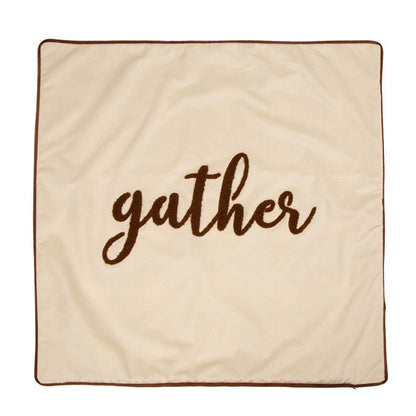24"L*24"W Velvet Pillow Cover With “gather” Word