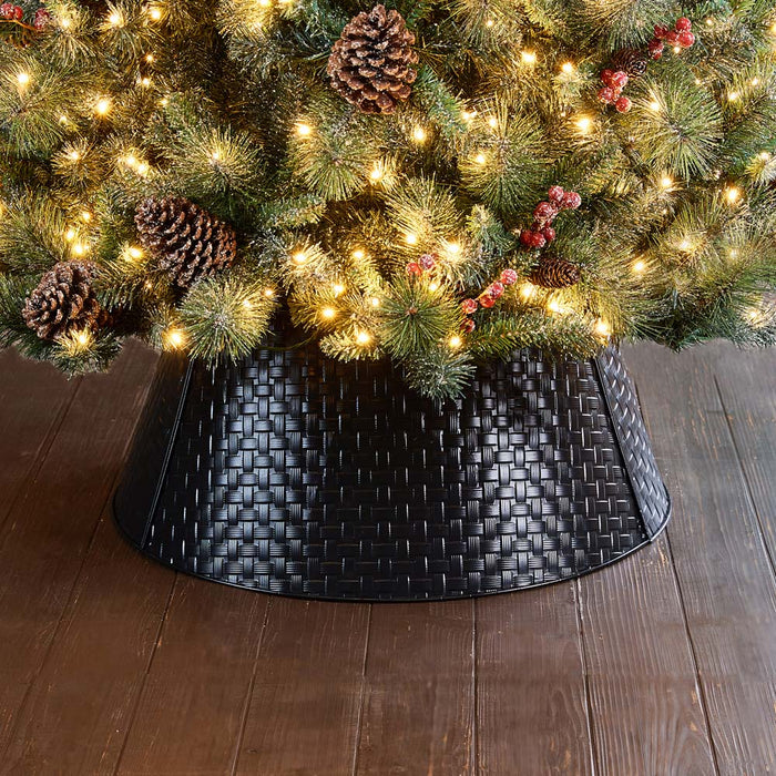 26"D Black Metal Woven Tree Collar