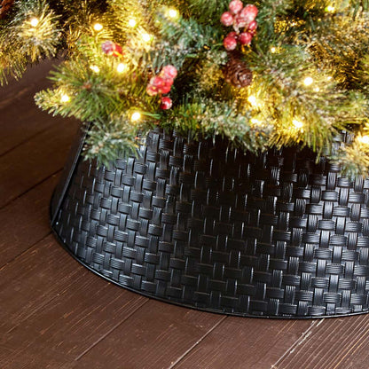 26"D Black Metal Woven Tree Collar