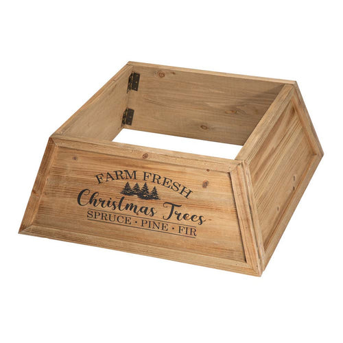 26"L Natural Wooden Trapezoid Farm Fresh Christmas Tree Collar