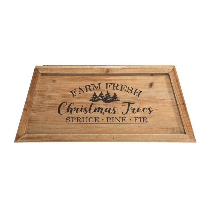 26"L Natural Wooden Trapezoid Farm Fresh Christmas Tree Collar