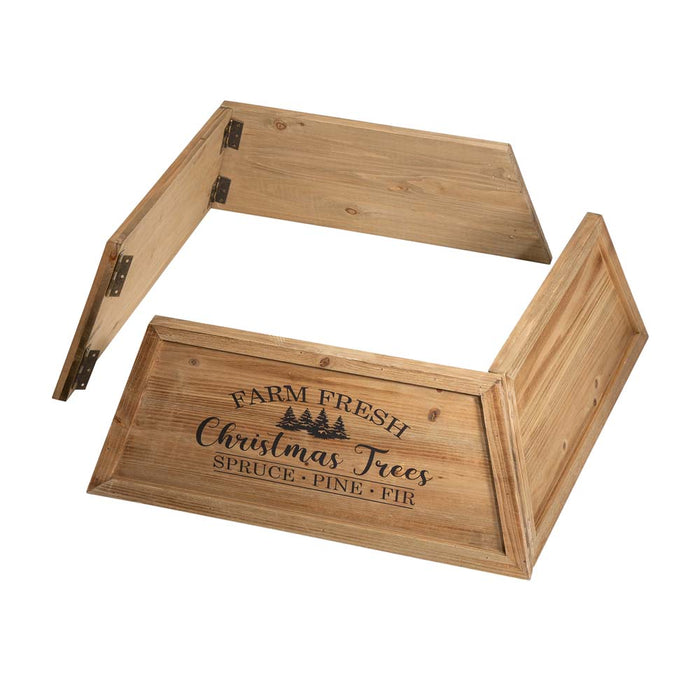 26"L Natural Wooden Trapezoid Farm Fresh Christmas Tree Collar
