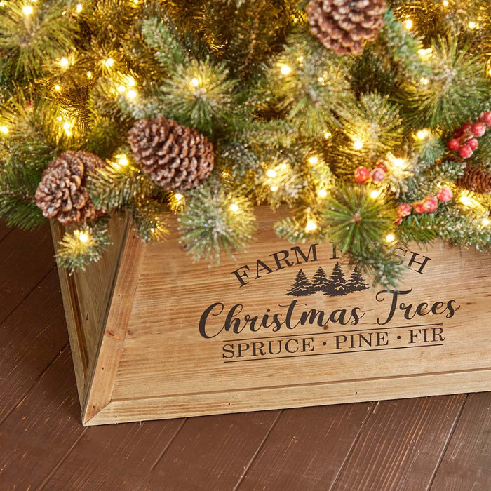 26"L Natural Wooden Trapezoid Farm Fresh Christmas Tree Collar