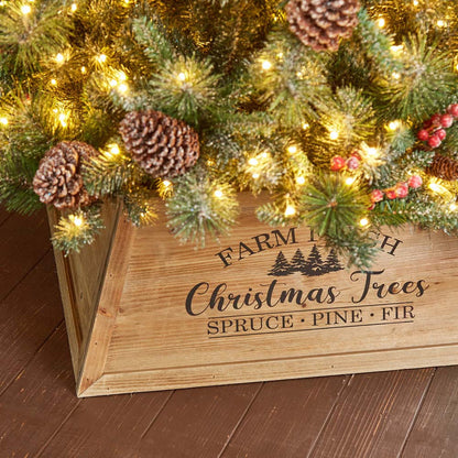 26"L Natural Wooden Trapezoid Farm Fresh Christmas Tree Collar