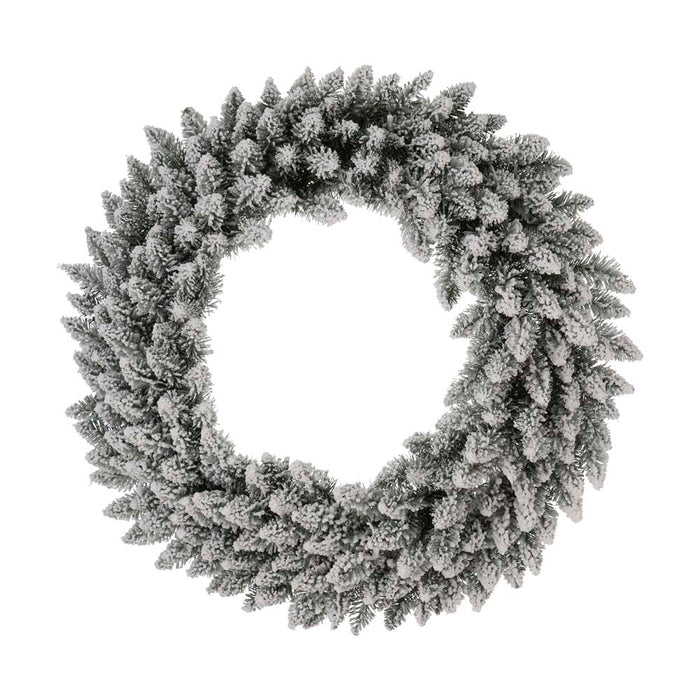 30"D Pre-Lit Snow Flocked Christmas Wreath with 50 Warm White Lights
