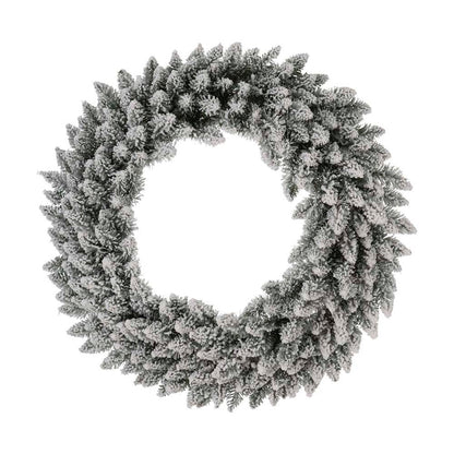 30"D Pre-Lit Snow Flocked Christmas Wreath with 50 Warm White Lights