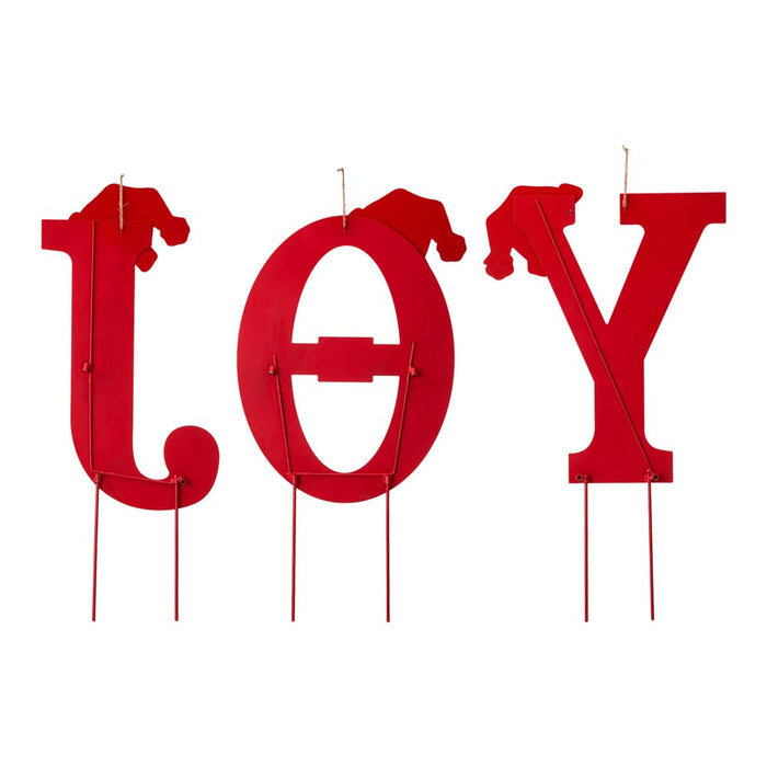 30"H Set of 3 Metal "JOY" Yard Stake or Standing Décor or Wall Décor (3 Functions)