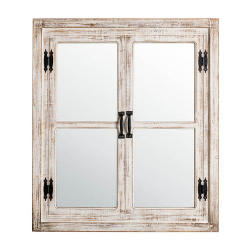 31.5"H Oversized Farmhouse Wood Window Frame Wall Mirror