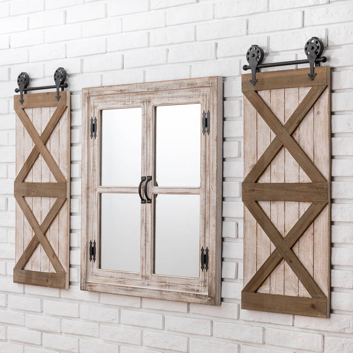 31.5"H Oversized Farmhouse Wood Window Frame Wall Mirror