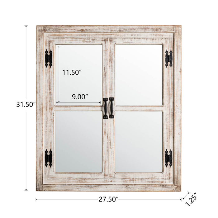31.5"H Oversized Farmhouse Wood Window Frame Wall Mirror
