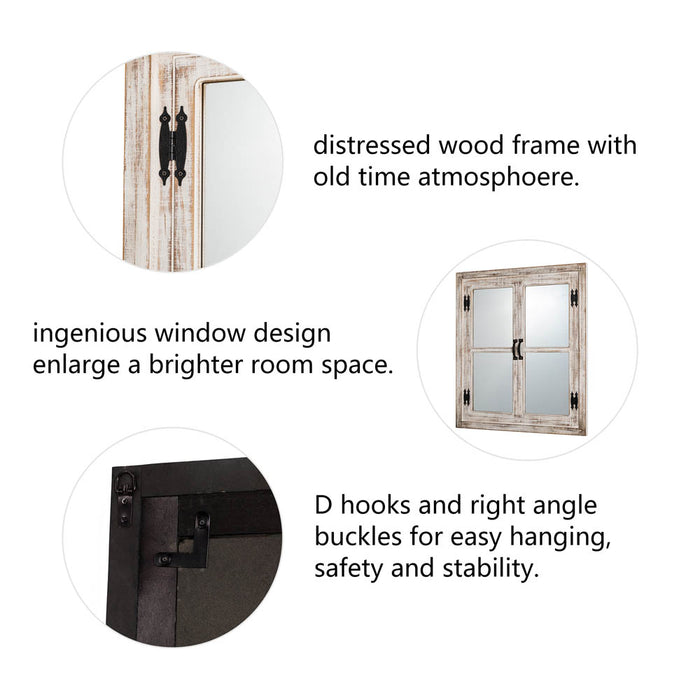 31.5"H Oversized Farmhouse Wood Window Frame Wall Mirror