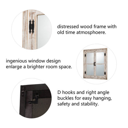 31.5"H Oversized Farmhouse Wood Window Frame Wall Mirror