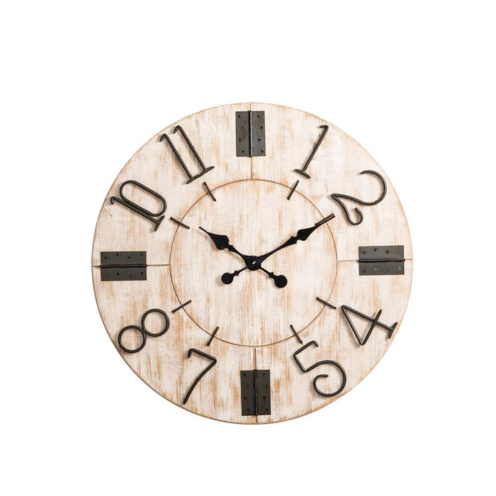 31.70"D Oversized Farmhouse White Wooden Wall Clock
