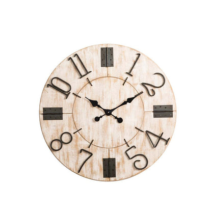 31.70"D Oversized Farmhouse White Wooden Wall Clock