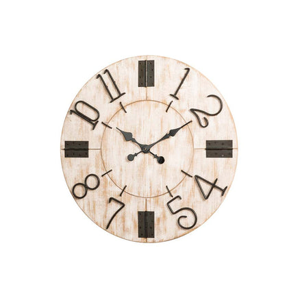 31.70"D Oversized Farmhouse White Wooden Wall Clock