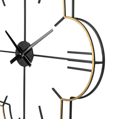 31.90"D Oversized Modern Metal Golden & Black Novelty Wall Clock