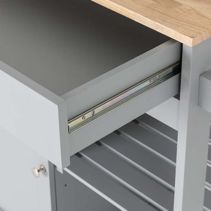 34.25"H Gray Wooden Basic Kitchen Cart/Island with Solid Oak Top