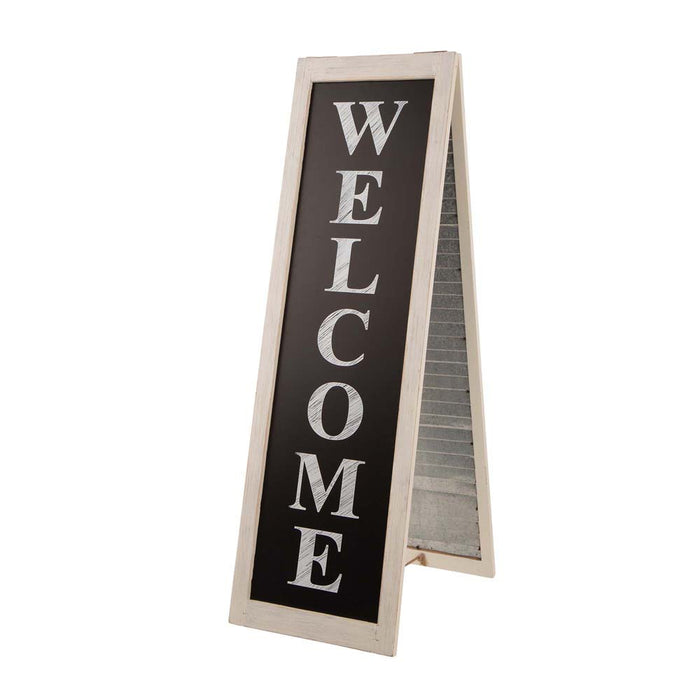 36"H Double Sided Wooden/Metal Shutter "WELCOME" Porch Sign Decor/Planter Stand