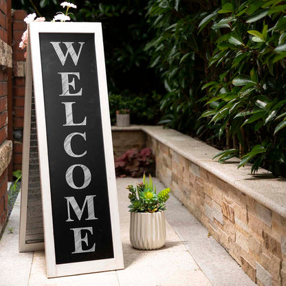 36"H Double Sided Wooden/Metal Shutter "WELCOME" Porch Sign Decor/Planter Stand