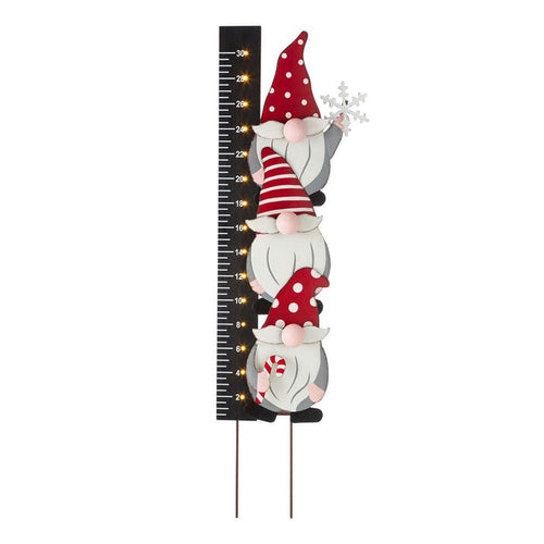 36"H Lighted Wooden Gnome Snow Gauge Yard Stake or Wall Décor (2 Functions)