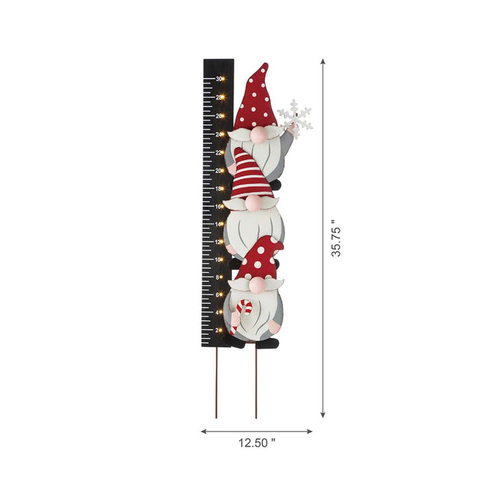 36"H Lighted Wooden Gnome Snow Gauge Yard Stake or Wall Décor (2 Functions)