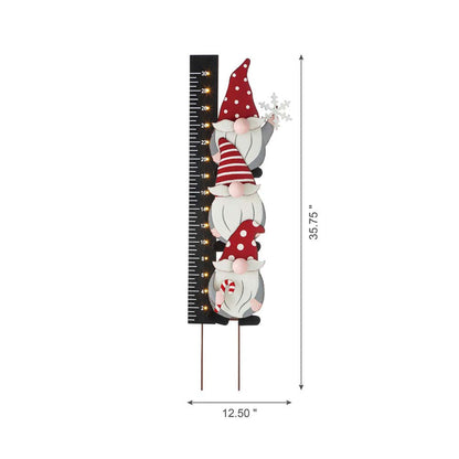 36"H Lighted Wooden Gnome Snow Gauge Yard Stake or Wall Décor (2 Functions)
