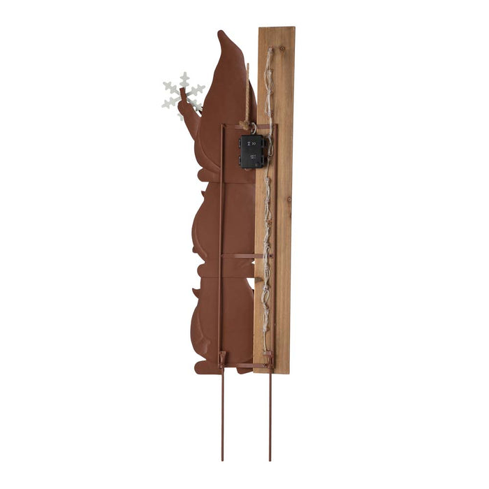36"H Lighted Wooden Gnome Snow Gauge Yard Stake or Wall Décor (2 Functions)
