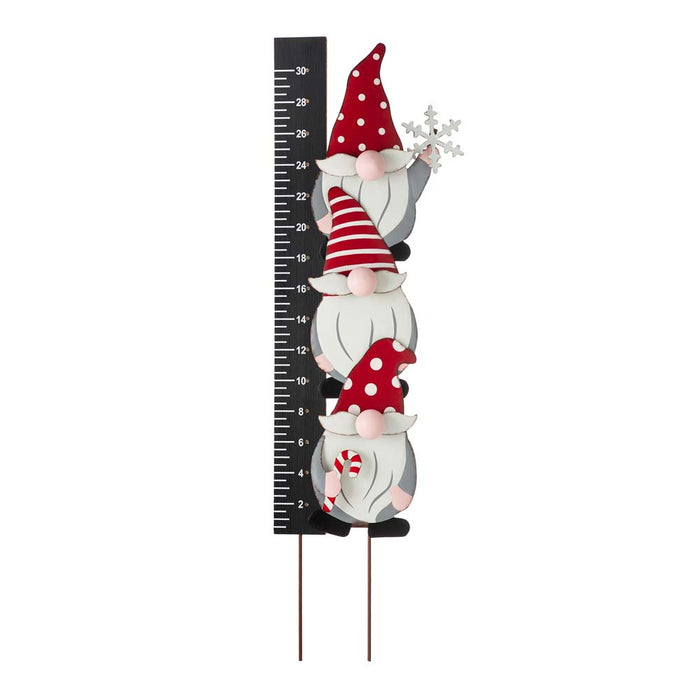 36"H Lighted Wooden Gnome Snow Gauge Yard Stake or Wall Décor (2 Functions)