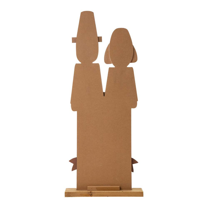 36"H Thanksgiving Wooden Pilgrim Couple Poch Décor