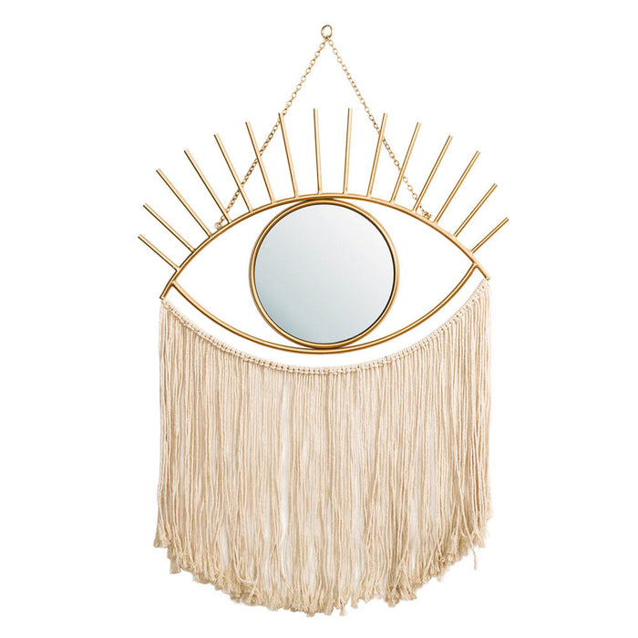 37.50"H Regency Modern/Boho Metal Eye Mirror With Tassels Hanging Decor