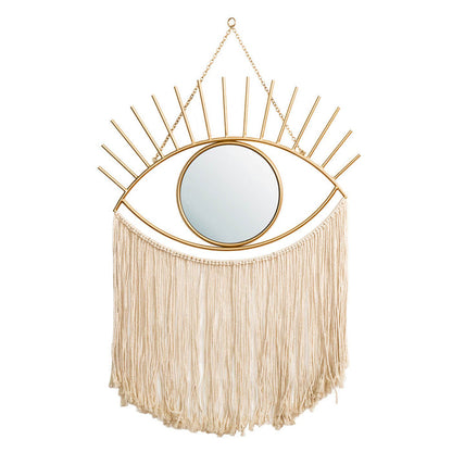 37.50"H Regency Modern/Boho Metal Eye Mirror With Tassels Hanging Decor