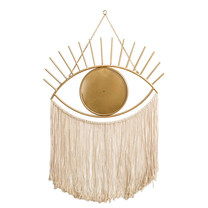 37.50"H Regency Modern/Boho Metal Eye Mirror With Tassels Hanging Decor