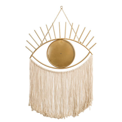 37.50"H Regency Modern/Boho Metal Eye Mirror With Tassels Hanging Decor