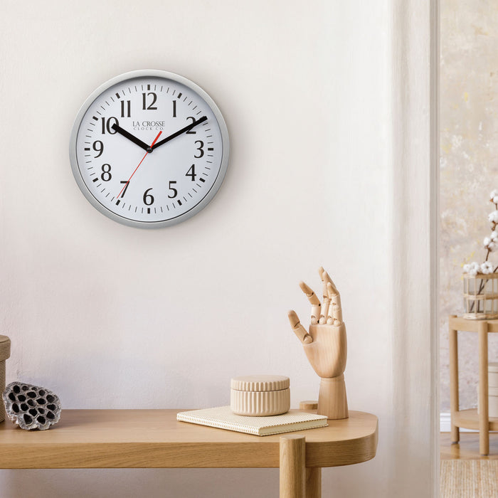 404-3020S 8-inch Basics Analog Wall Clock – Silver