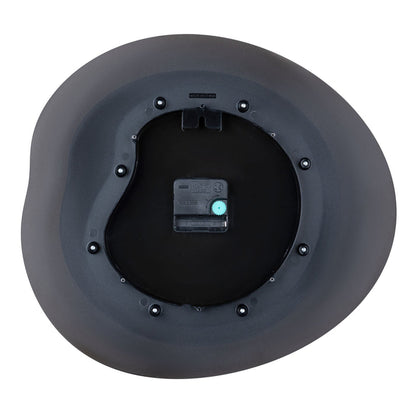 Back image of the 404-3039B 15.2-inch Drift Wall Clock – Black, showing the battery compartment, the quartz movement, and the hanging hole, highlighting the construction of the multi-layer design.